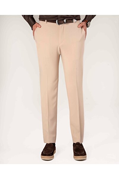 TerziAdemAltun Italian Style Slim Fit Men's Trousers Beige T14276