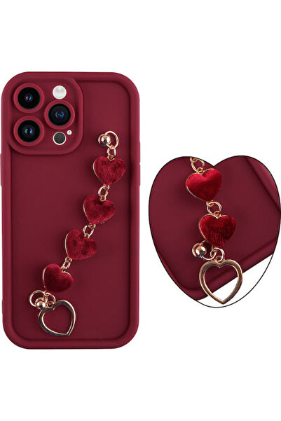 Other Volte-Tel Hearts Θήκη Πλάτης Σιλικόνης με Λουράκι Μπορντό (iPhone 14 Pr...
