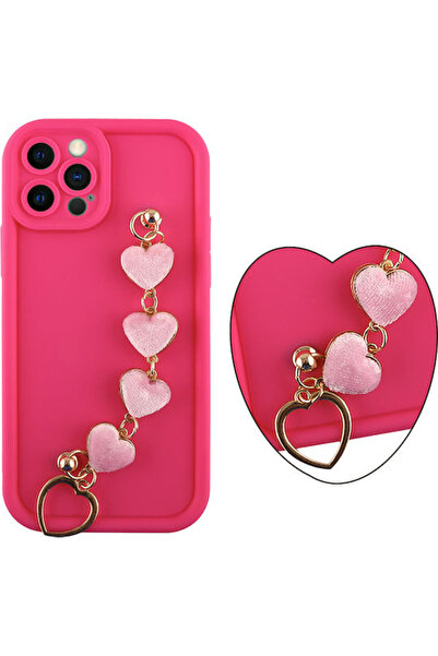 Other Volte-Tel Θήκη Πλάτης Σιλικόνης με Λουράκι Hearts Ροζ (iPhone 12 / 12 Pro)