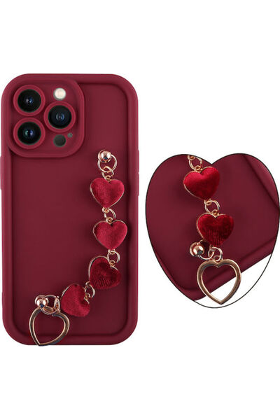 Other Volte-Tel Hearts Θήκη Πλάτης Σιλικόνης με Λουράκι Μπορντό (iPhone 13 Pro)