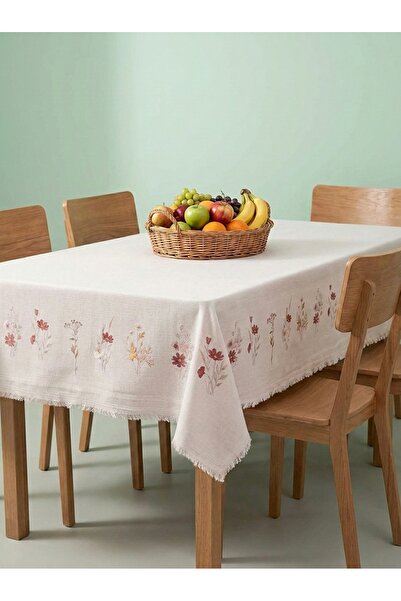 Rivaİstanbul Floral Patterned 100% Cotton Tablecloth 140X200 cm