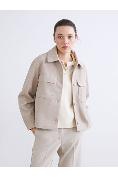 LC Waikiki Beige Women's Stamp Shirt Jacket