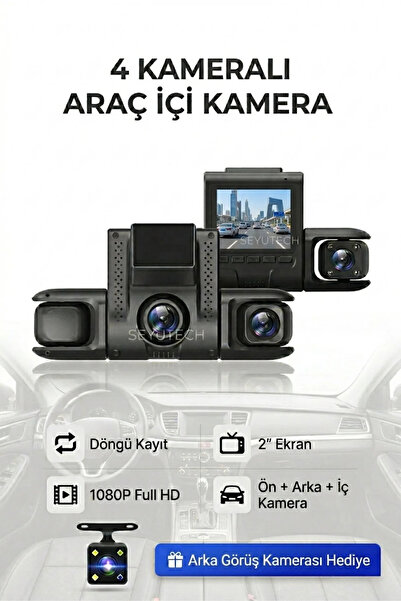 Forestia 4 Kameralı Araç Kayıt Cihazı - 1080P Full HD WiFi Dashcam - G-Sensör...