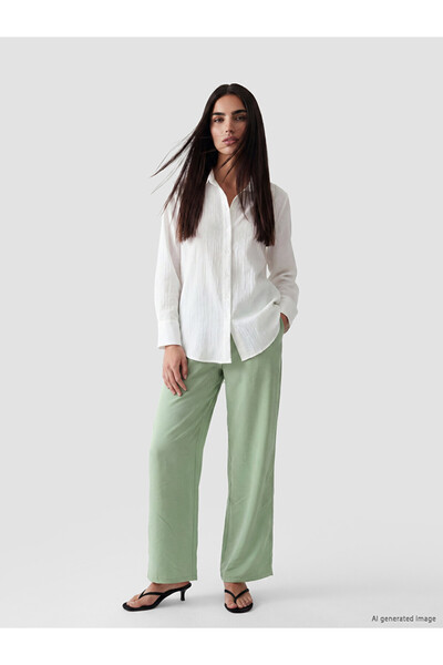 LC Waikiki Green Elastic Waist Modal Blend Women's Trousers