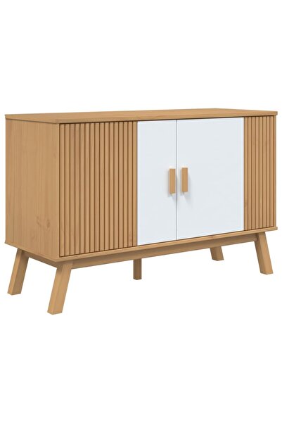 vidaxl Servantă "OLDEN", alb și maro, 114x43x73,5 cm, lemn masiv pin