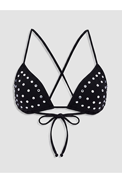 LC Waikiki Siyah Parlak Taşlı Kadın Bikini Üst