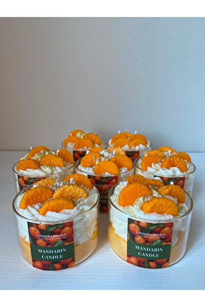 Laydora design Mandalina Kokulu Soya Wax Mum | Dekoratif El Yapımı Bardak Mum