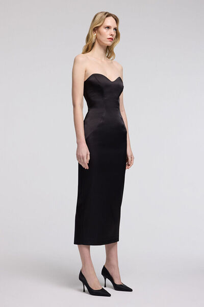 Mert Aslan Strapless Taffeta Dress