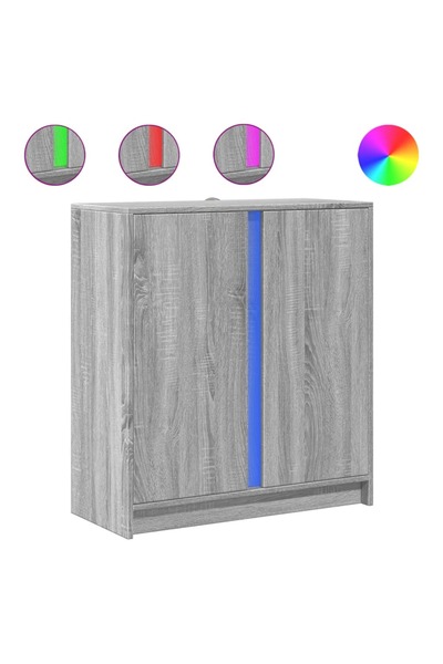 vidaxl Dulap cu LED, gri sonoma, 77x34x85 cm, lemn prelucrat