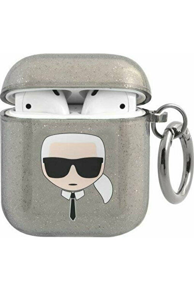 Karl Lagerfeld Θήκη Σιλικόνης Glitter Karl's Head με Γάντζο σε Μαύρο χρώμα γι...