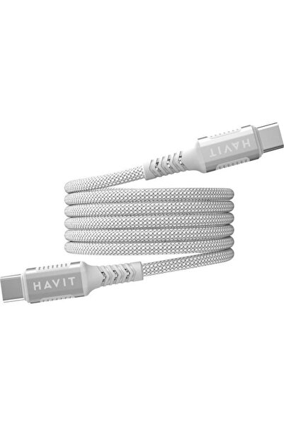 Havit Πλεγμένο Μαγνητικό Καλώδιο USB 2.0 USB-C Αρσενικό - USB-C 60W PD Λευκό ...