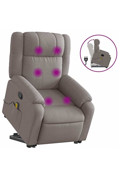 vidaxl Fotoliu rabatabil de masaj cu ridicare, gri taupe, textil