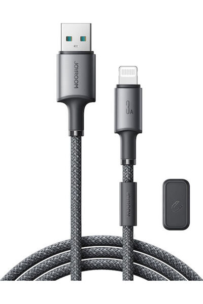Joyroom S-A50 Απεριόριστο Μαγνητικό Καλώδιο USB-A σε Lightning 60W Γκρι 1.2μ