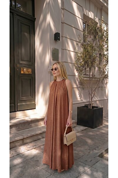 MOJO MOJO Halter Collar Linen Dress