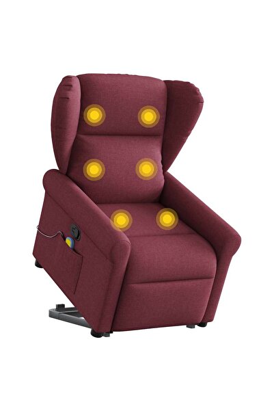 vidaxl Fotoliu rabatabil de masaj cu ridicare, roșu vin, textil