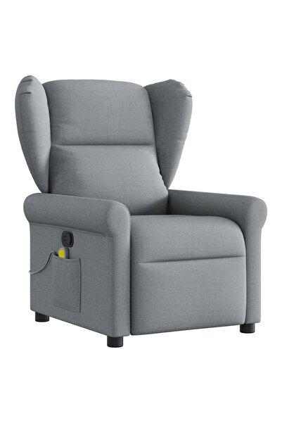 vidaxl Fotoliu de masaj rabatabil, gri deschis, textil