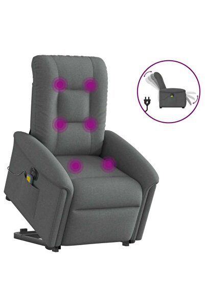 vidaxl Fotoliu electric masaj rabatabil cu ridicare, gri închis textil