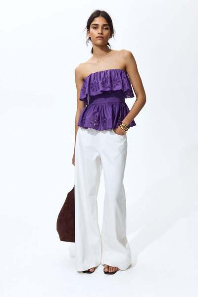 H&M Flounce-trimmed peplum tube top