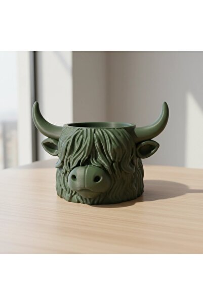 OEM Highland Cattle Decorative Pot, Mini Plant Stand