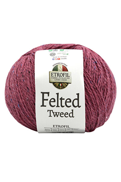 Etrofil Felted Tweed Knitting Yarn Rose Quartz 50% Organic Merino Wool 25% Ba...