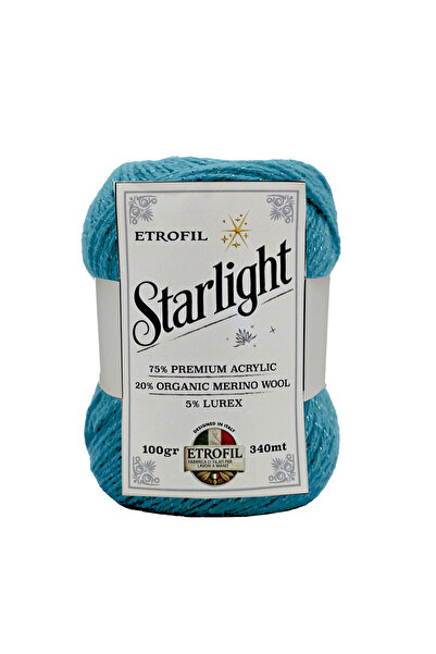 Etrofil Νήμα Πλεξίματος Star Light Τιρκουάζ Μπλε 75% Ακρυλικό Premium 20% Οργ...