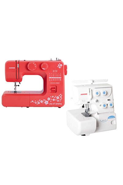 Janome E1015 Joy of Sewing Dikiş Makinesi (Kırmızı) ve 8002D Overlok Makinesi...