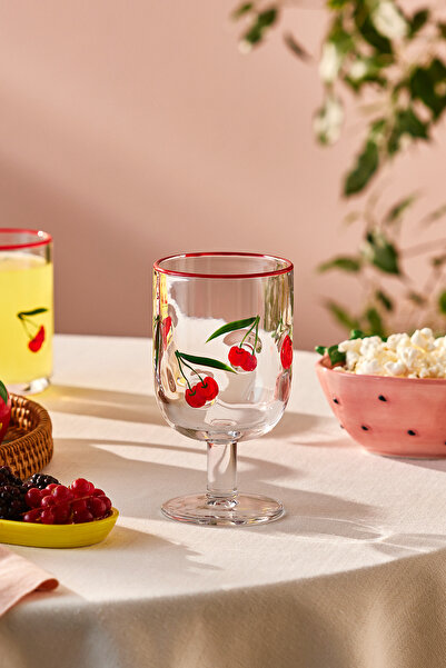 Karaca Kiraz Desenli Kadeh 390 ml Kırmızı
