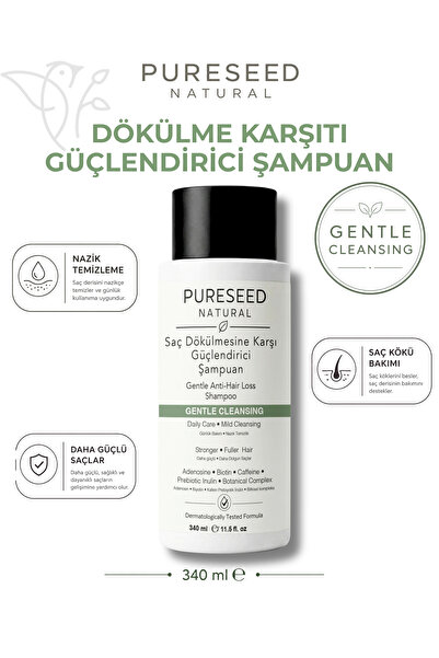 PURESEED NATURAL Saç Dökülmesine Karşı Güçlendirici Şampuan - Nazik Bakım - 3...