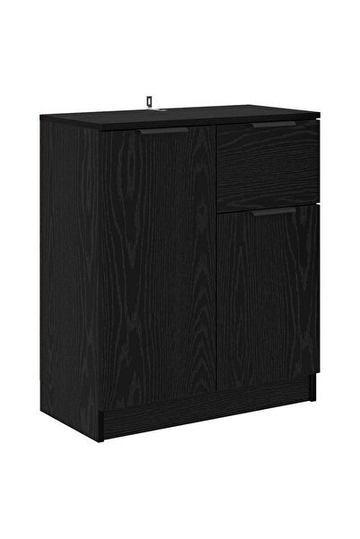 vidaxl Bufet cu sertar Stejar Negru 60 x 30 x 70 cm Lemn compozit