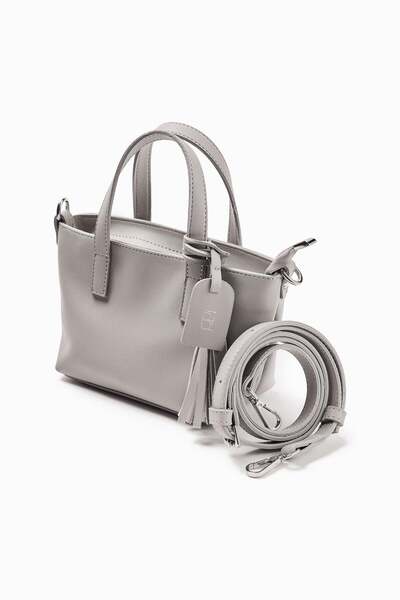 Molene Gri Püskül Detaylı Mini Tote Çanta