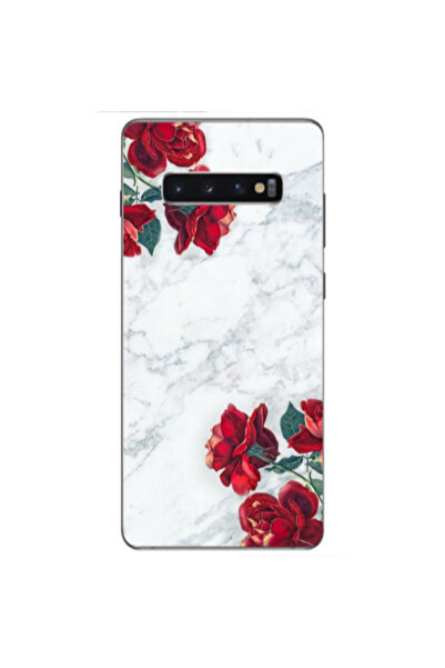 Other Samsung S10 Plus red roses marble Transparent Silicone TPU Θήκη