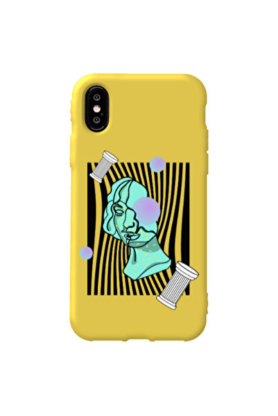 Other Apple iPhone Xs Columns Yellow Colored Silicone TPU Θήκη