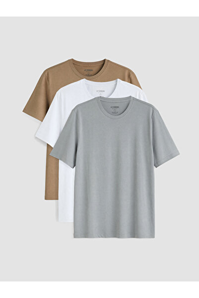 LC Waikiki Peak New Season Regular Fit 100% Cotton Basic Men's T-Shirt 3-Pack