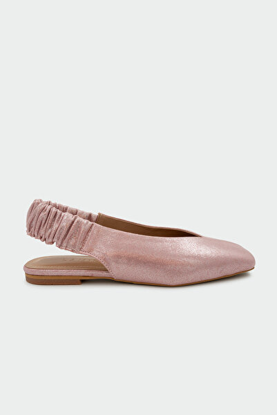LAMİNTA İslas Asymmetrical Cut Elastic Flat Pink Women's Ballerinas