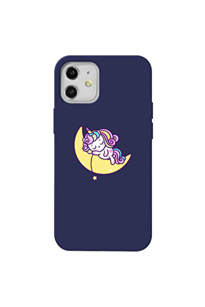 Other Apple iPhone 12 Sleeping horse Dark blue Colored Silicone TPU Θήκη