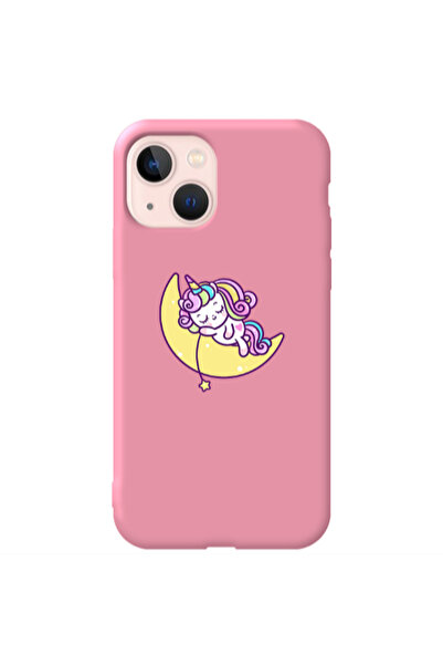 Other Apple iPhone 13 Sleeping horse Pink Colored Silicone TPU Θήκη