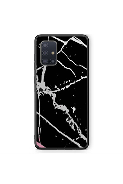 Other Samsung A71 Marble Cream Cracks Black Glossy Θήκη