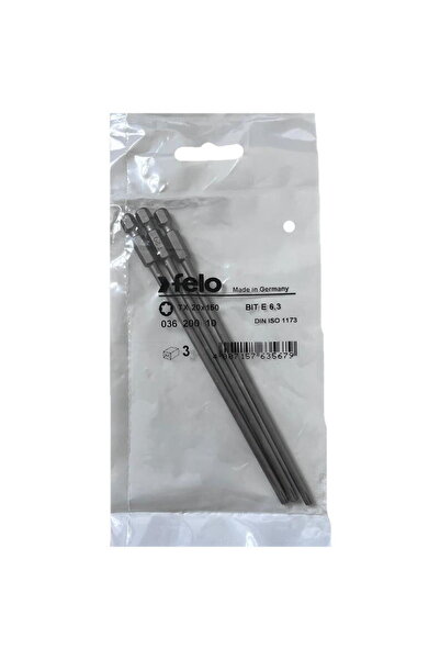 FELO Set de 3 biți cu profil industrial, tip Torx, E6.3, TX20, 150mm