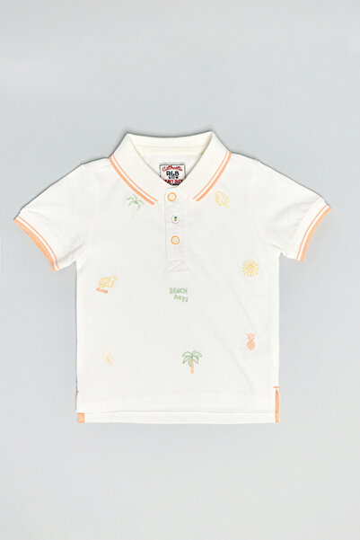 R&B Embroidered Polo T-Shirt with Short Sleeves