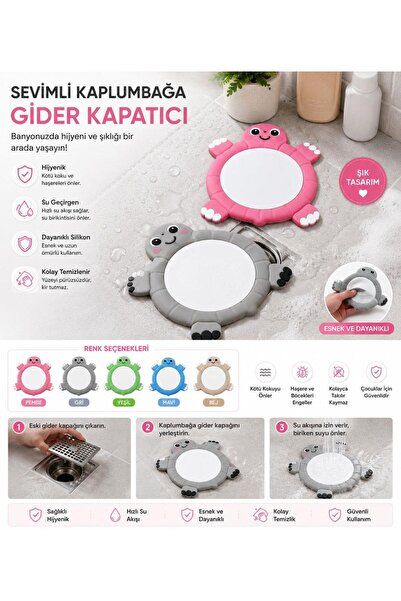 Hayveys Kaplumbağa Silikon Gider Kapatıcı | Banyo ve Duş Gider Koruyucu