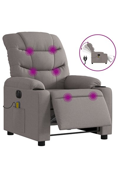 vidaxl Fotoliu electric de masaj rabatabil, gri taupe, textil