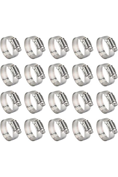 Duravel Galvanized Iron Hose Clamps, Adjustable Worm Drive, Pack of 20 (22-30mm)