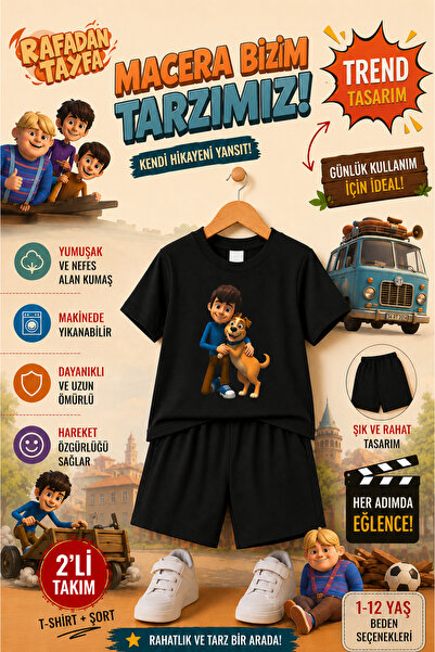 OVERMAX Rafadan Tayfa Baskılı Çocuk Takım – Tişört & Şort 2’li Kombin | 1-12 ...