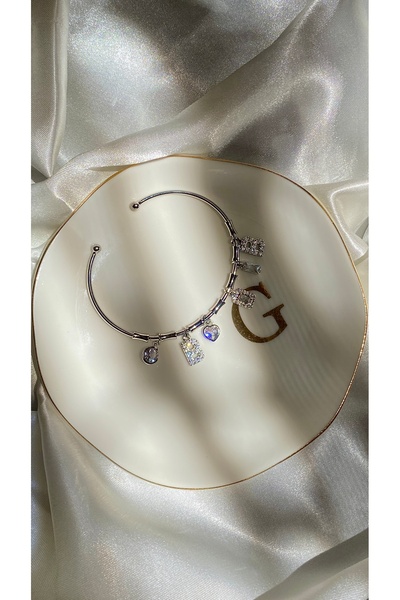 GAMZE Steel B Letter Charm Bracelet