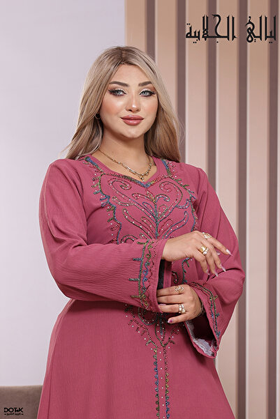 Lyaly aljlabyh جلابية كريب مجعد بارد مطرزة (ما تحتاج كوي) دراعة استقبال صيفية...