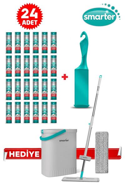 SMARTER Tüy Toplayıcı 24 Adet Yedek Rulo Aparat Aqua Star Yedekli Hediye Mop ...