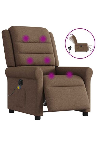 vidaxl Fotoliu electric de masaj rabatabil, maro, textil