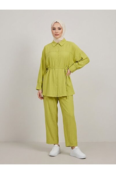 Foremia Roba Detail Strawberry Suit with Trousers - Fat Green