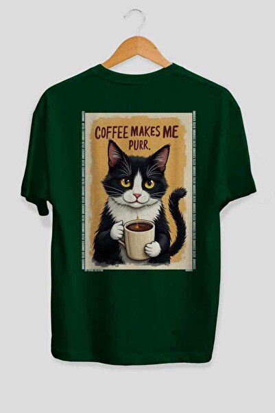 Ankhises 100 Cats for Cat Lovers Printed Green Oversize T-Shirt 100% Cotton U...