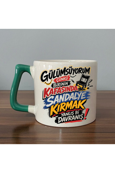 Kırtasiye Ofisi GÜLÜMSÜYORUM ÇÜNKÜ İNSANLARIN KAFASINDA Yeşil Kulplu Prime Mi...